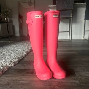 Bright Pink Hunter Rain Boots